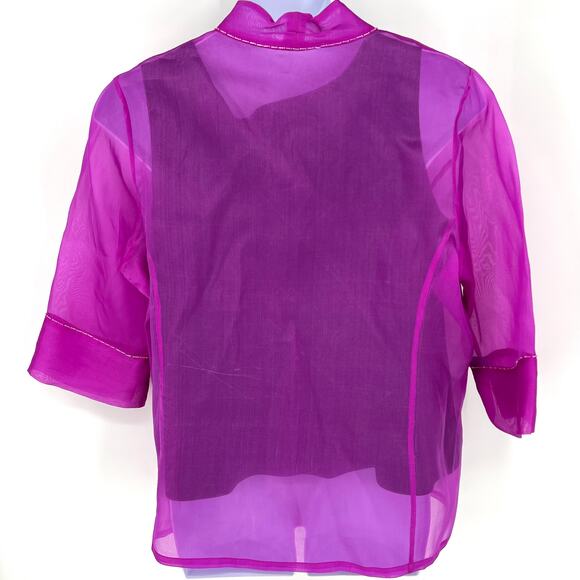 Vintage Carole Little Black Fuchsia Shell and Sheer Fuchsia ¾ Sleeve Jacket XL - Picture 5 of 14